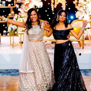 Elegant Taupe / Champagne Mirrored Lehenga